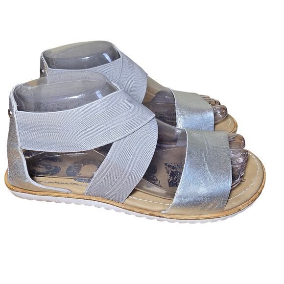 Sorel Ella II NL3202-034 Womens Gray Leather Casual Elastic Strappy Flats US 7 - Picture 4 of 10